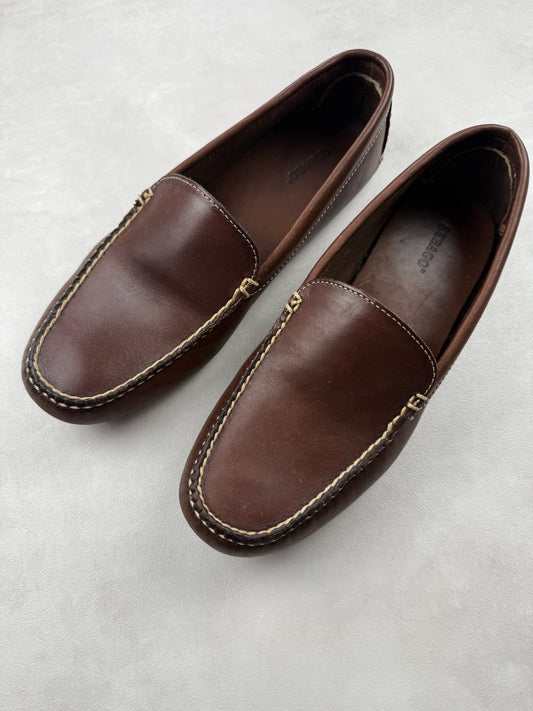 Mocassins Sebago Driver Cuir Marron Semelle Picots - Taille 40,5