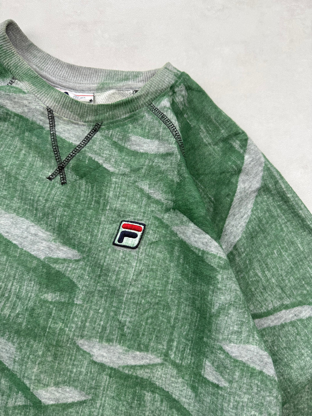 Sweat FILA Motif Abstrait Vert & Gris Tie & Dye - Taille M