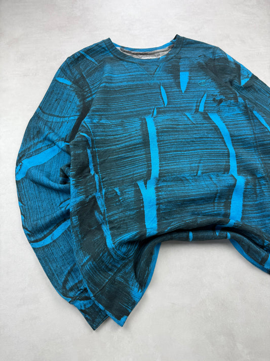 Sweat Champion Éco Motif Abstrait Bleu & Noir Tie & Dye - Taille S