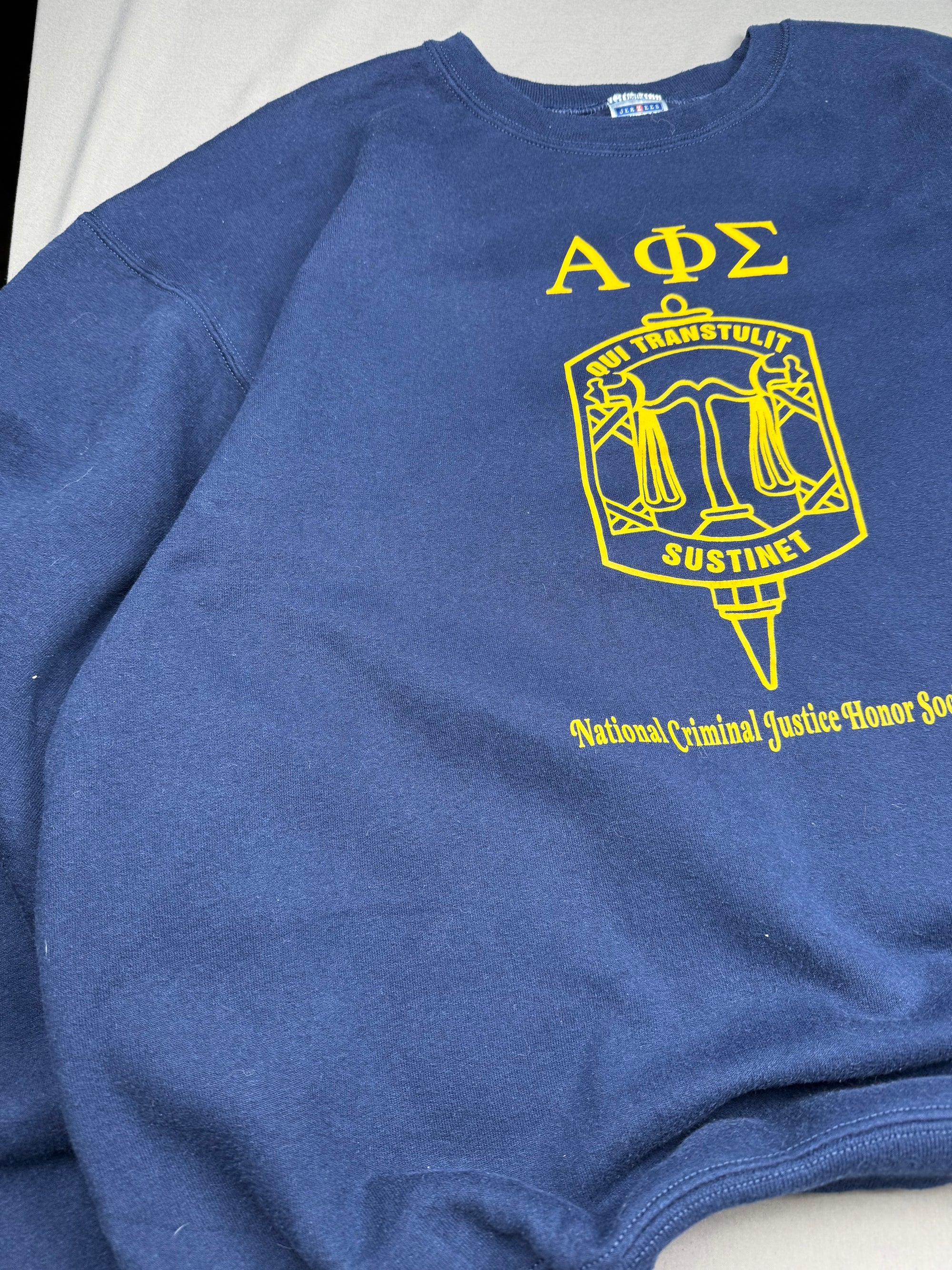 Sweat crewneck National Criminal Justice Honor Society bleu marine vintage - taille XL
