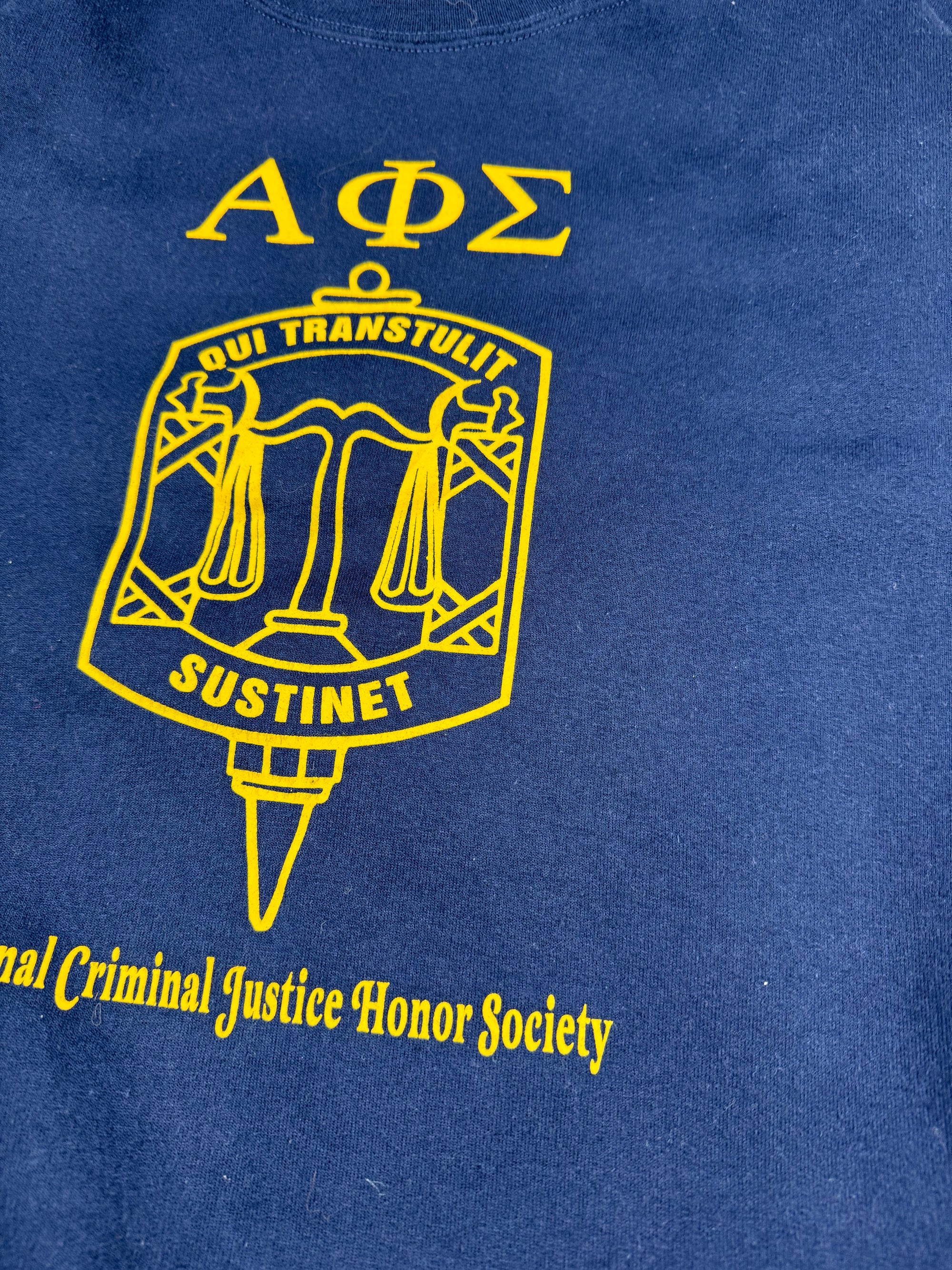 Sweat crewneck National Criminal Justice Honor Society bleu marine vintage - taille XL
