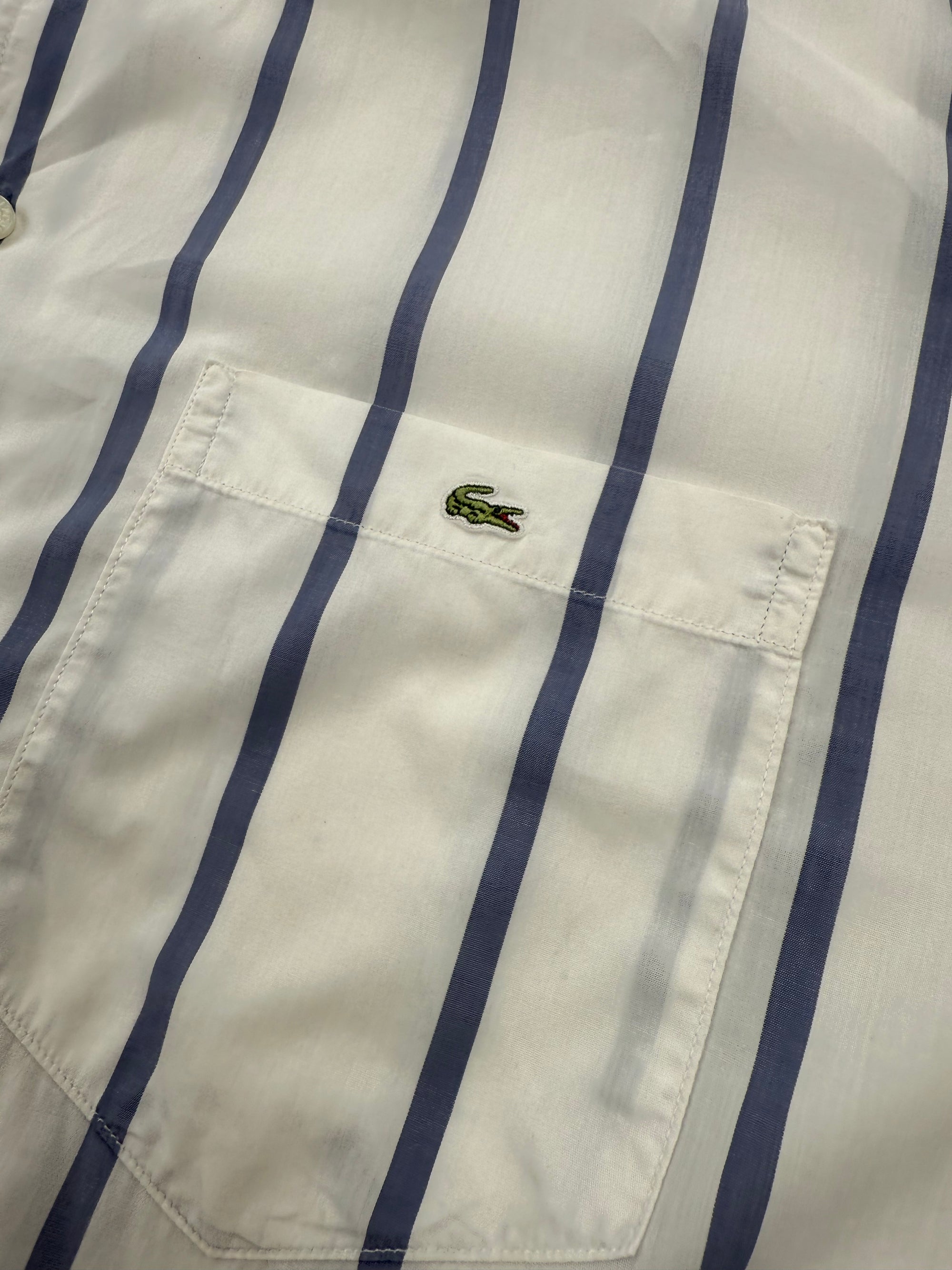 Chemisette Vintage Lacoste Rayures Bleues - Taille XXL (46)