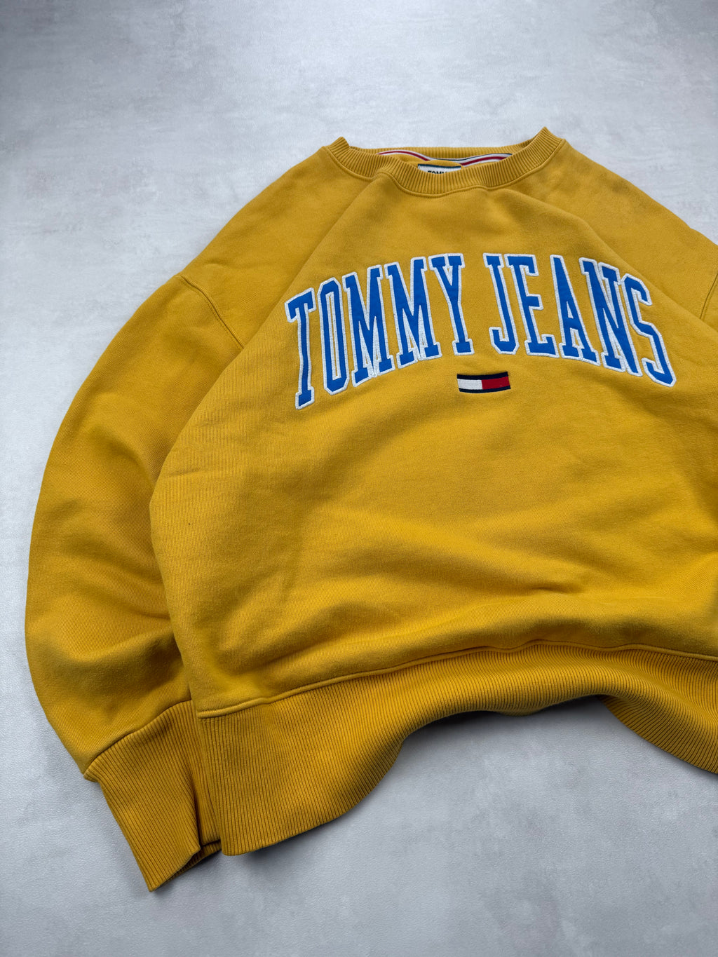 Sweat Tommy Jeans Jaune Moutarde logo Brodé / Oversized - Taille L