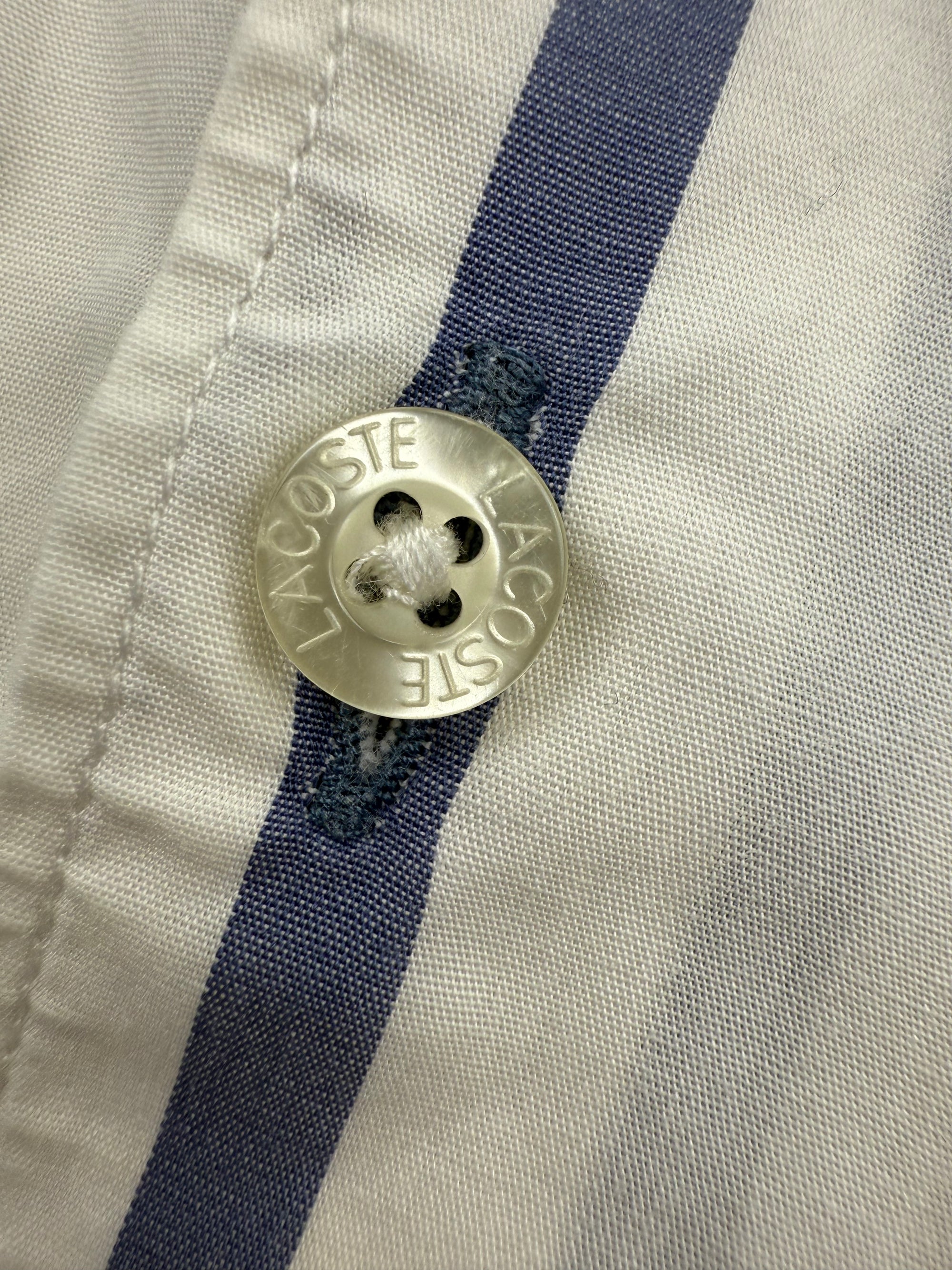 Chemisette Vintage Lacoste Rayures Bleues - Taille XXL (46)