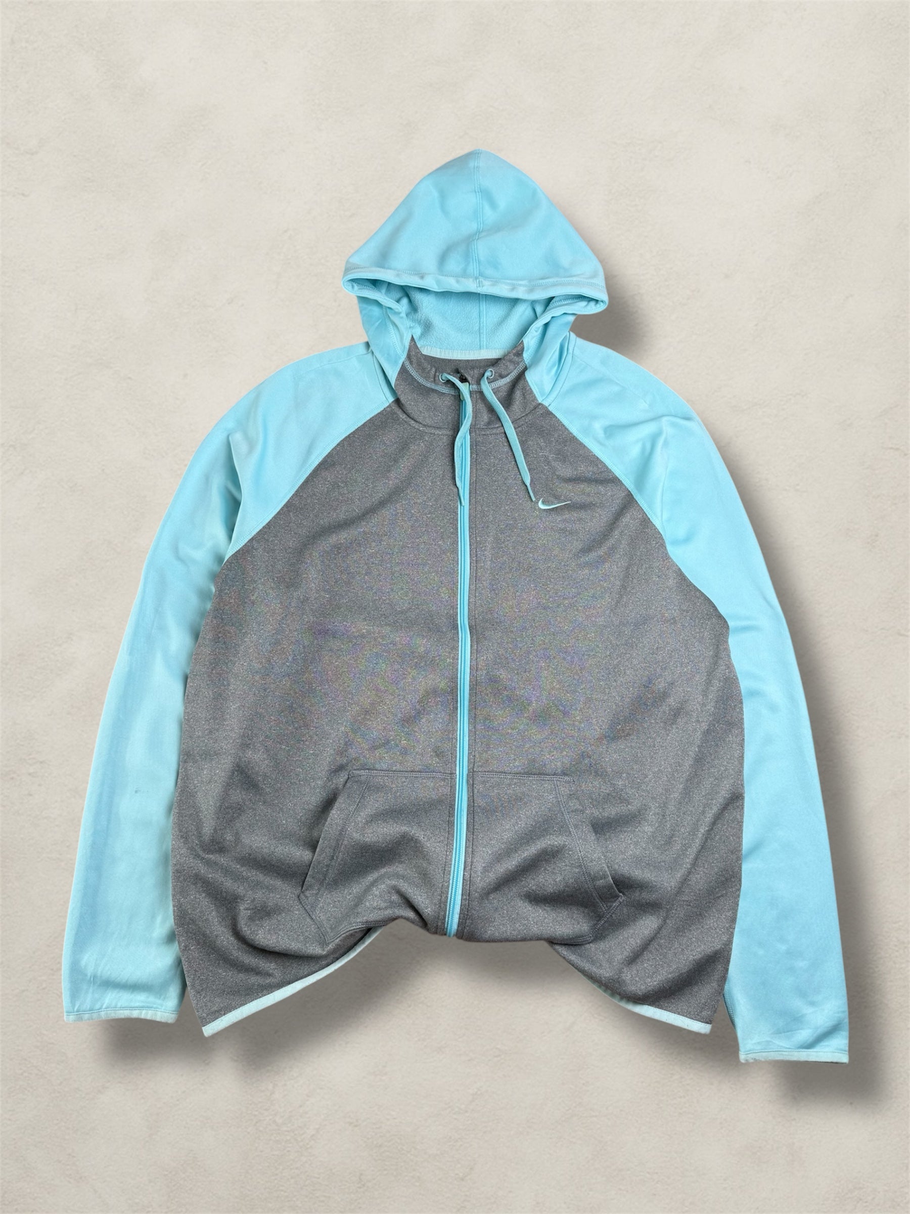 Veste Nike à capuche Therma-Fit bleu ciel et gris - taille XL
