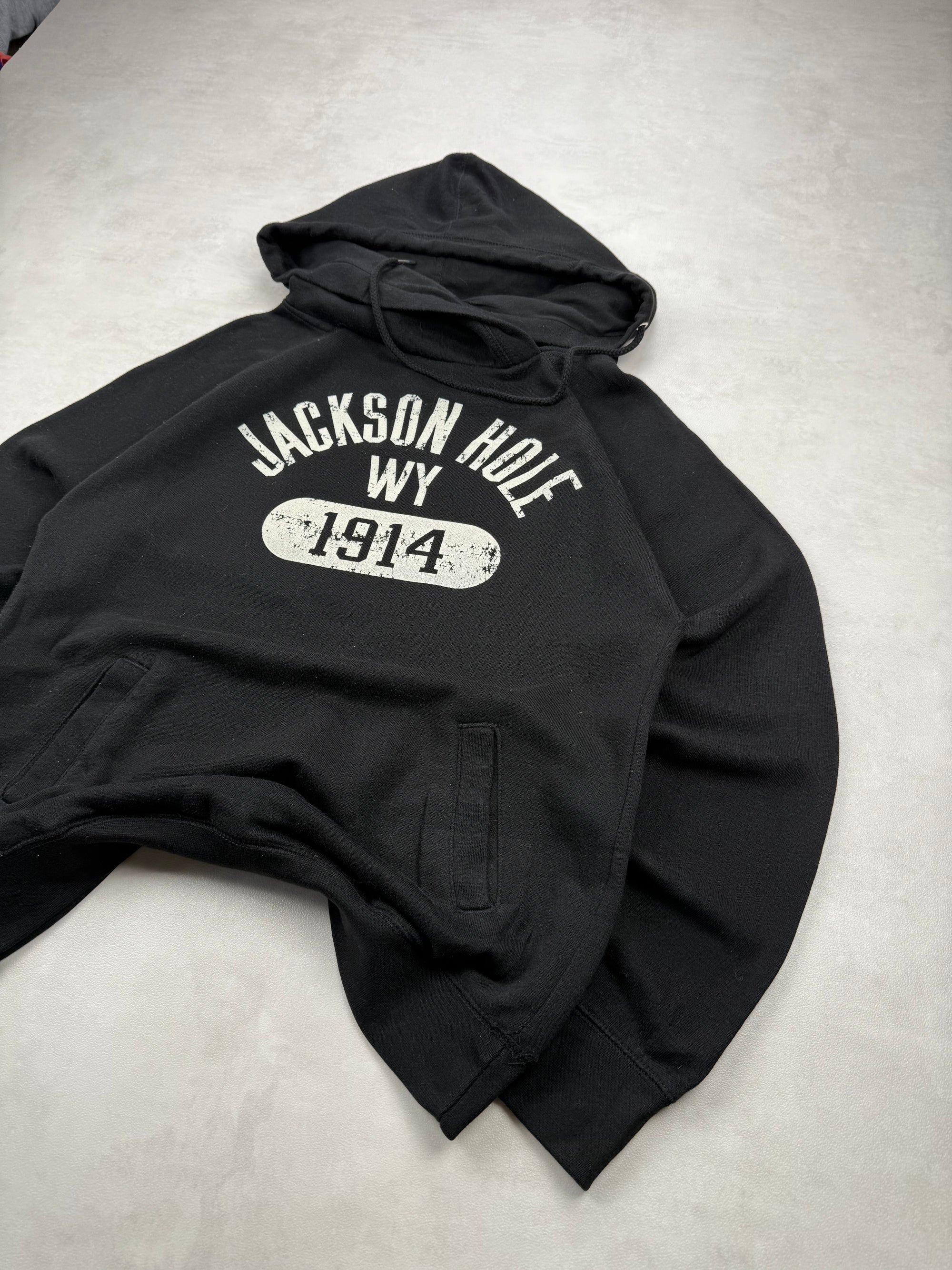 Sweat à capuche Jackson Hole Wy 1914 vintage universitaire noir - taille S