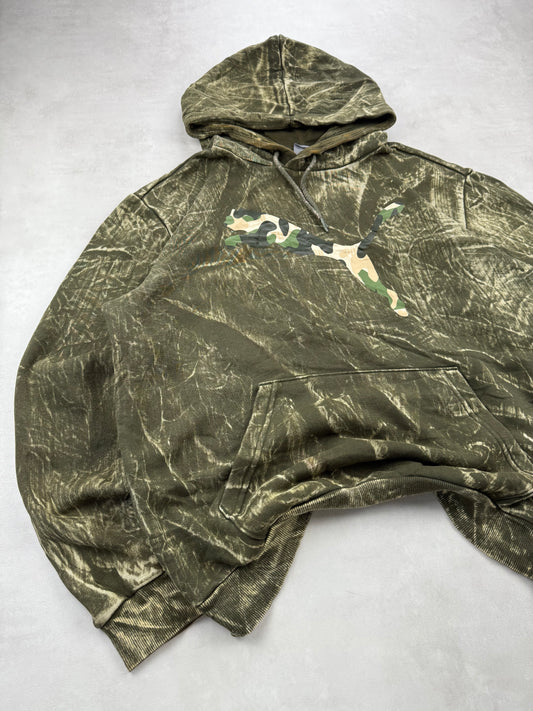 Sweat à Capuche PUMA Kaki Effet Vintage Tie Dye - Taille M