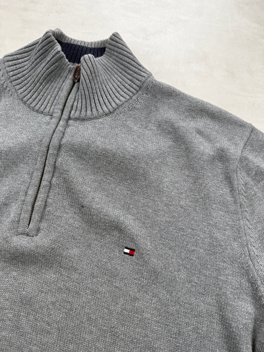 Pull Tommy Hilfiger Premium Cotton Col Montant Zippé - Taille L