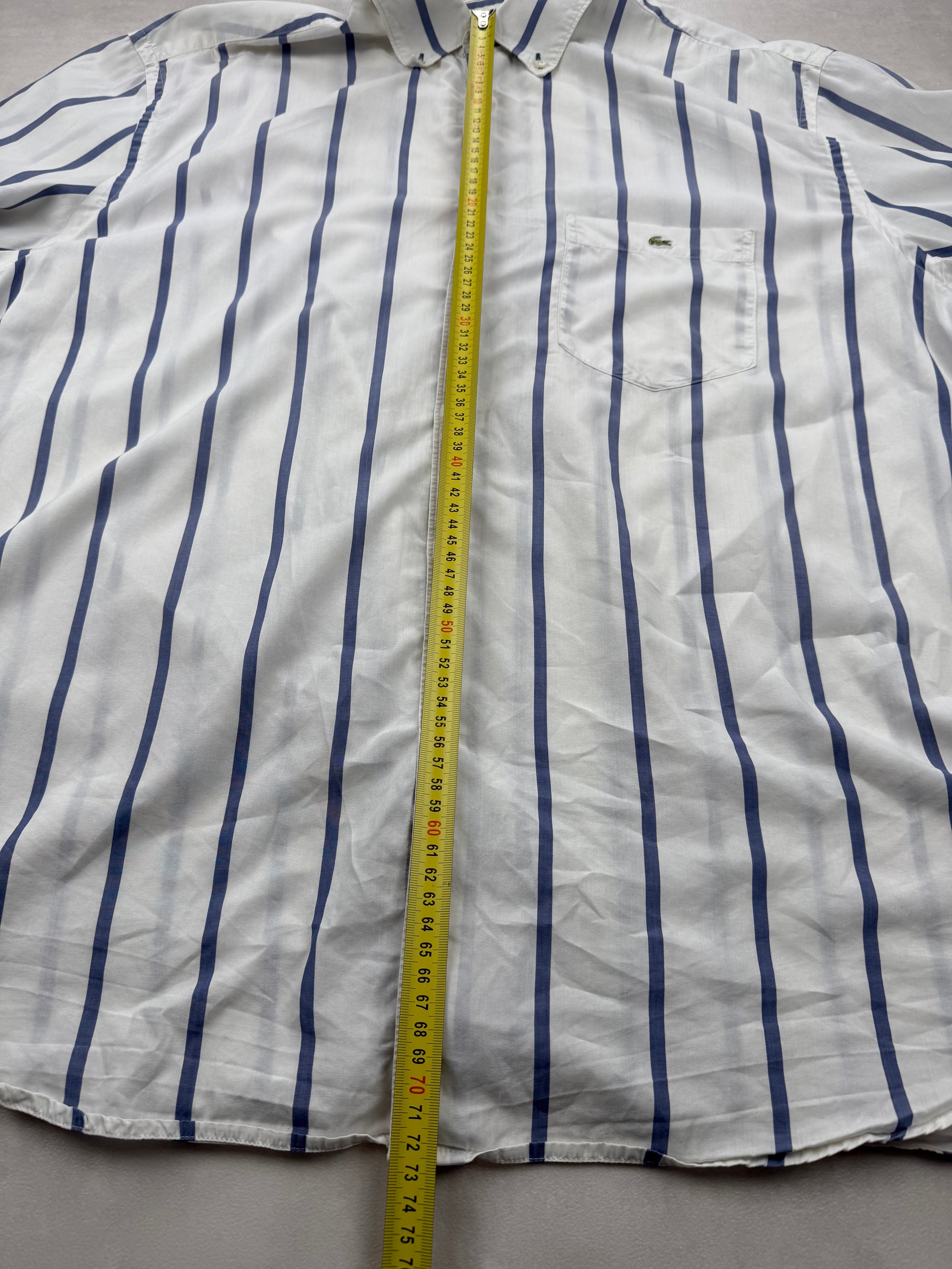 Chemisette Vintage Lacoste Rayures Bleues - Taille XXL (46)