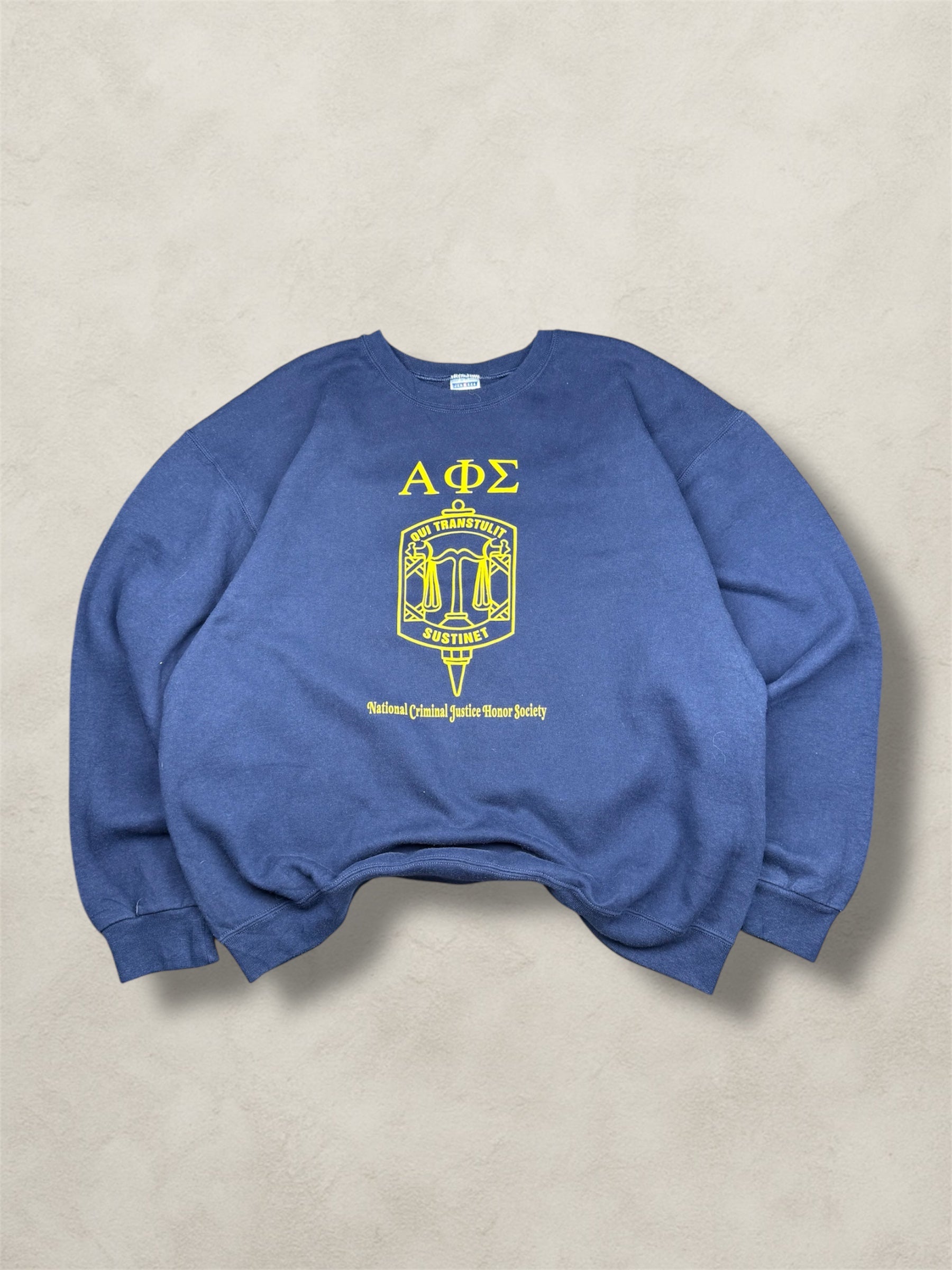 Sweat crewneck National Criminal Justice Honor Society bleu marine vintage - taille XL