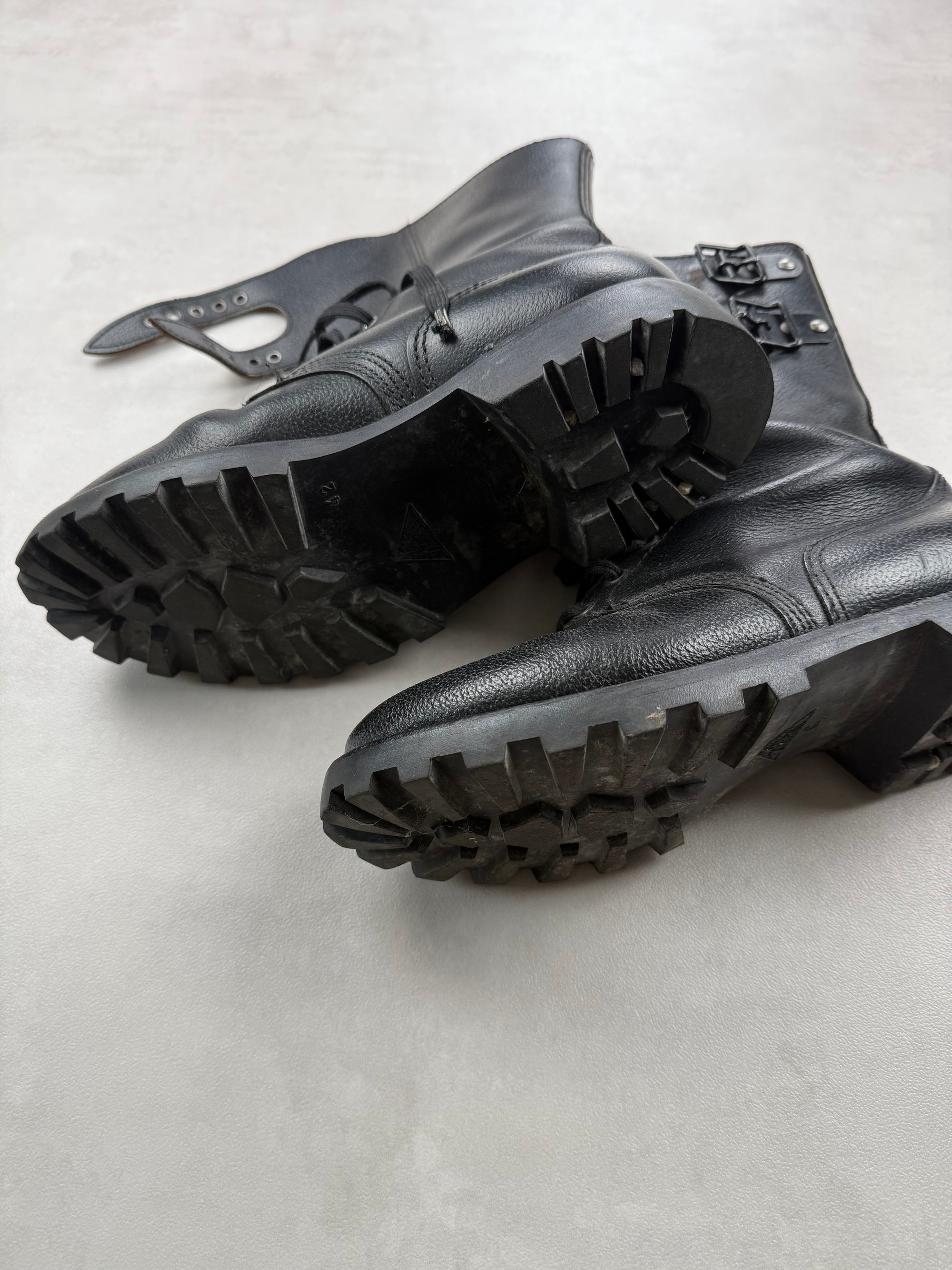 Rangers militaires cuir noir homme boucles combat boots taille - made in France - 42